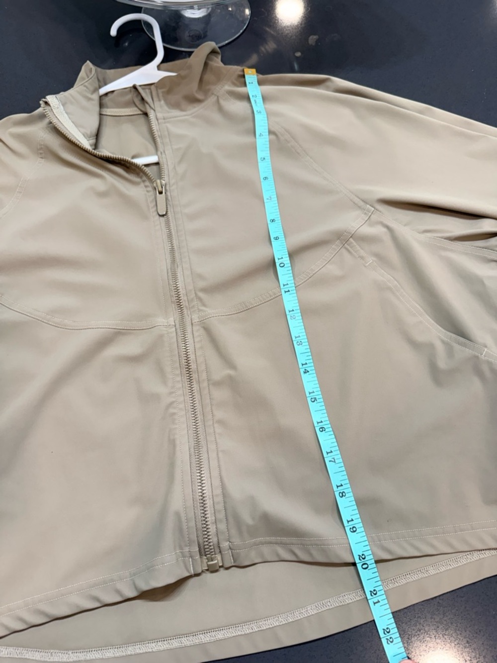 Taupe Cropped Lightweight Zip Front Jacket Women’s Oversized Fit - Picture 6 of 7